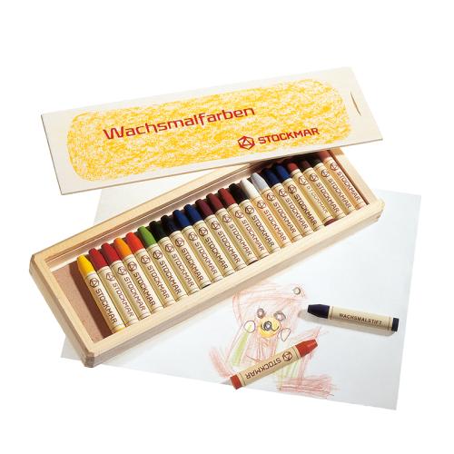 Voskové PASTELKY, sada 24ks, dřevěná krabička