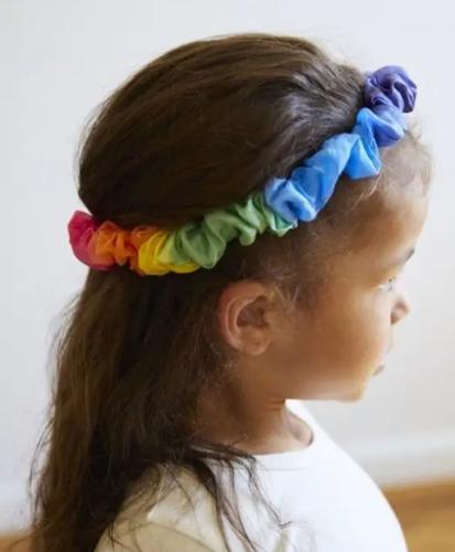 Hedvábná duhová čelenka, girlanda